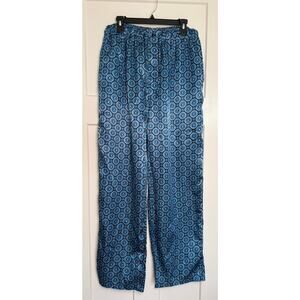 Y2K Playboy Satin Pajama Lounge Sleep Pants Silky Bunny Logo XLARGE Blue